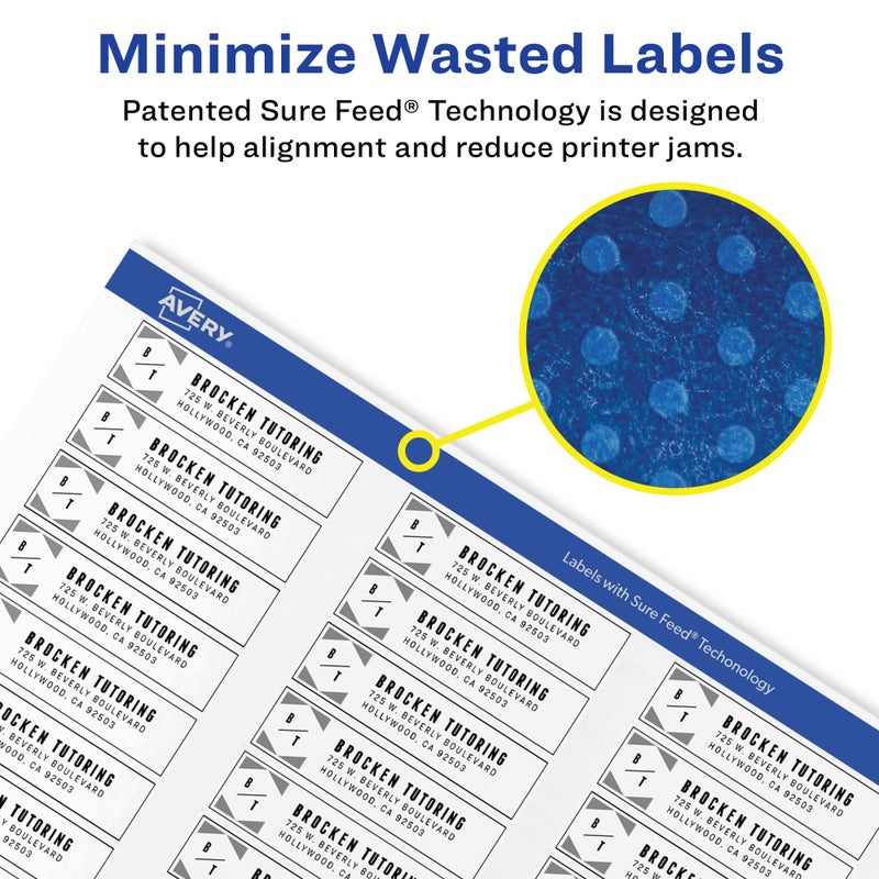 Avery Mailing Address Labels,Laser Printers, 2,000 Labels,1/2x1-3/4,Permanent Adhesive,Easy Peel,5 Packs(5267) - Image 2